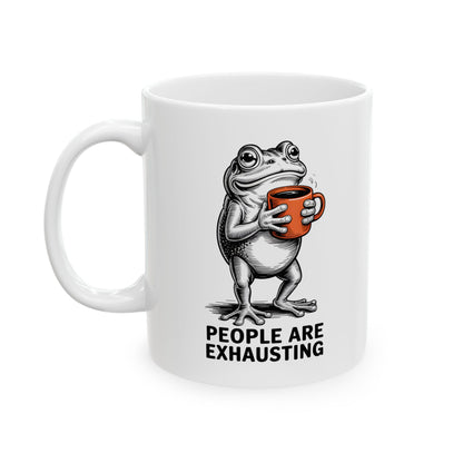 People Are Exhausting Mug – Funny Coffee Mug, Introvert Humor Gift, Sarcastic Coworker Cup, Office Humor Mug, Funny Gift for Friends