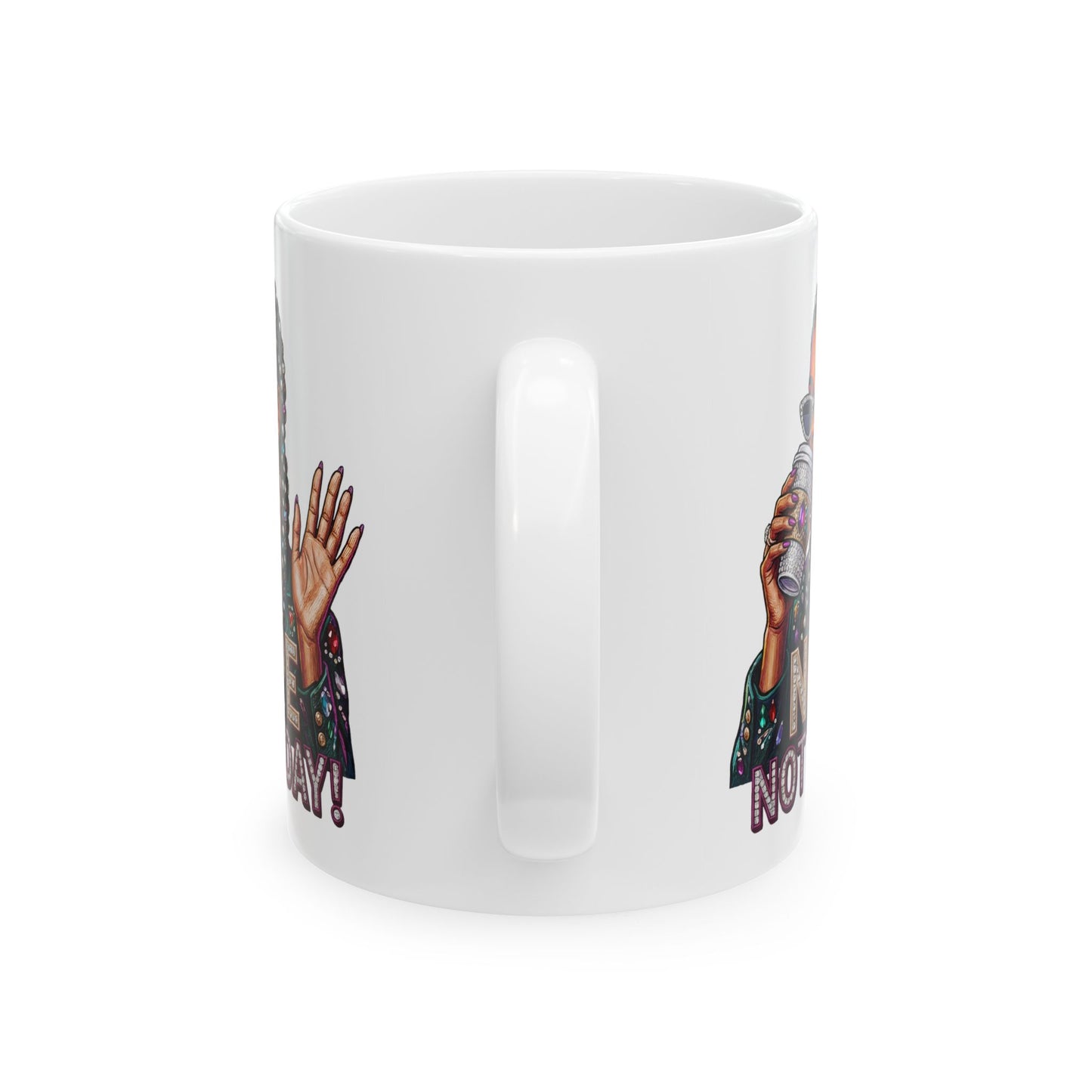 Nope Not Today Mug – Funny Coffee Mug, Sarcastic Ceramic Mug, Coworker Gift, Office Coffee Cup, Sassy Gift for Her, 11oz