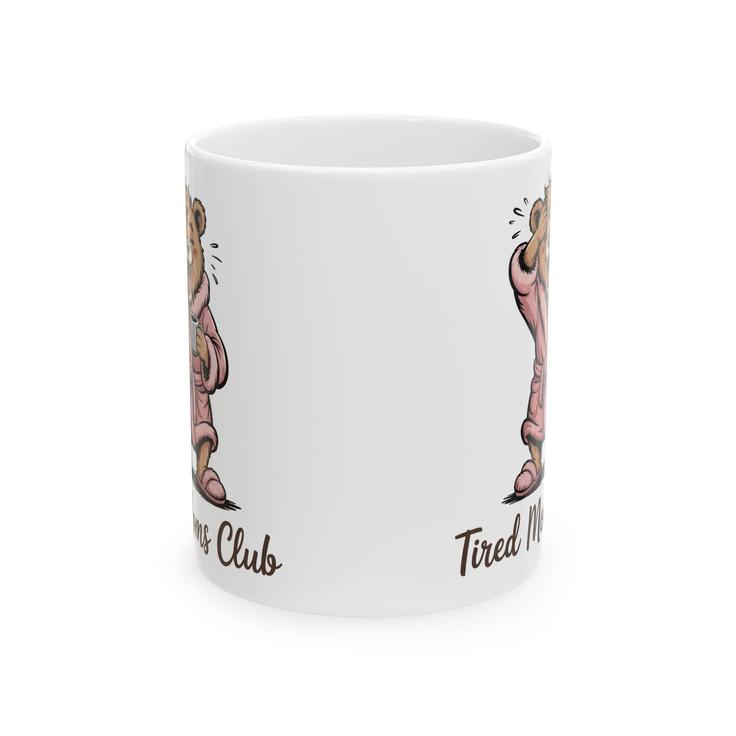 Exhausted But Still Showing Up Mom Mug – Cozy Mom Life Coffee Mug, Funny Mom Gift, 11oz Ceramic Mug