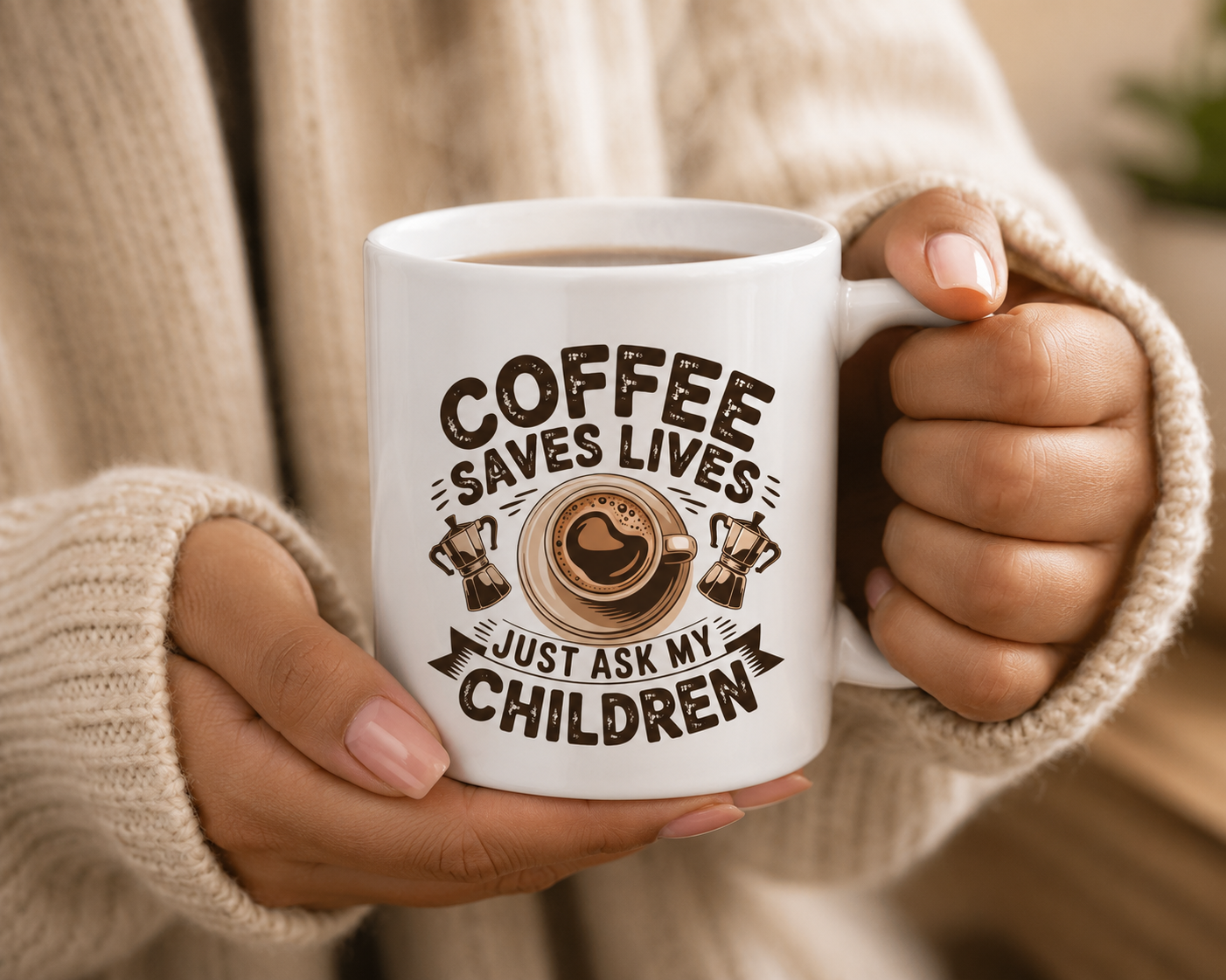 Coffee Saves Lives Mug – Funny Mom Coffee Mug, Sleep Deprived Parent Gift, Coffee Lover Cup, Mom Humor Mug, Gift for Parents  11oz