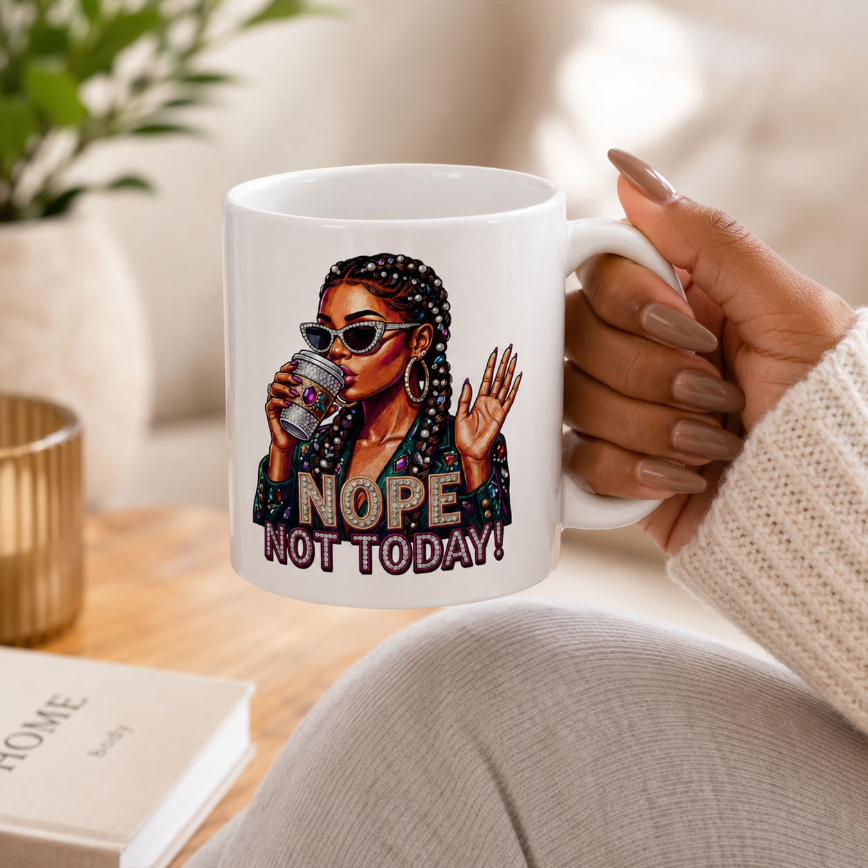 Nope Not Today Mug – Funny Coffee Mug, Sarcastic Ceramic Mug, Coworker Gift, Office Coffee Cup, Sassy Gift for Her, 11oz