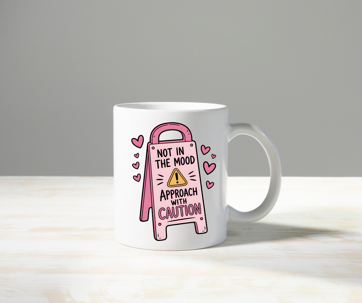 Not In The Mood Mug – Funny Sarcastic Coffee Mug, Approach With Caution Cup, Introvert Humor Gift, Coworker Mug, Relatable Office Gift 11oz