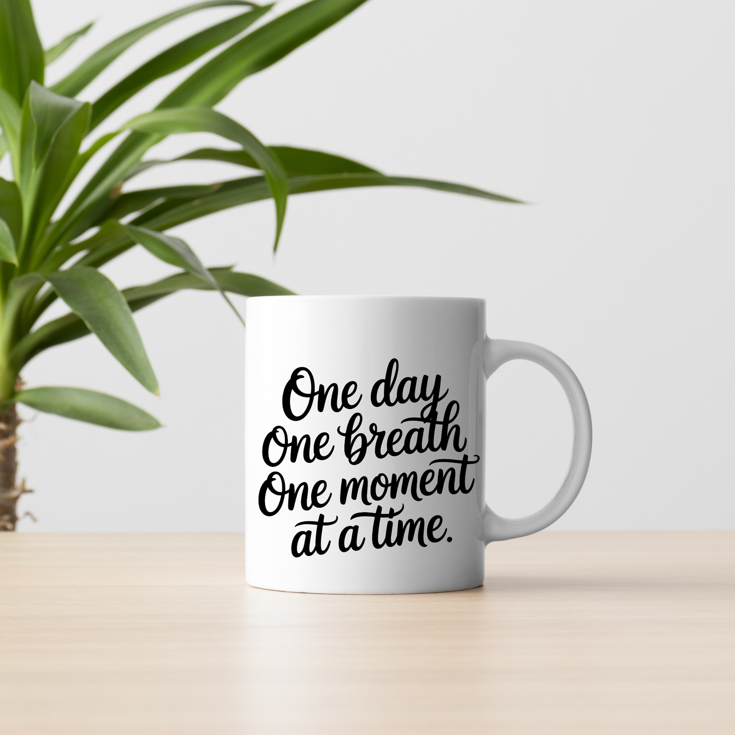 One Day One Breath One Moment Mug – Encouraging Quote Coffee Mug, Motivational Gift, Self Care Reminder, Inspirational Ceramic Mug, 11oz