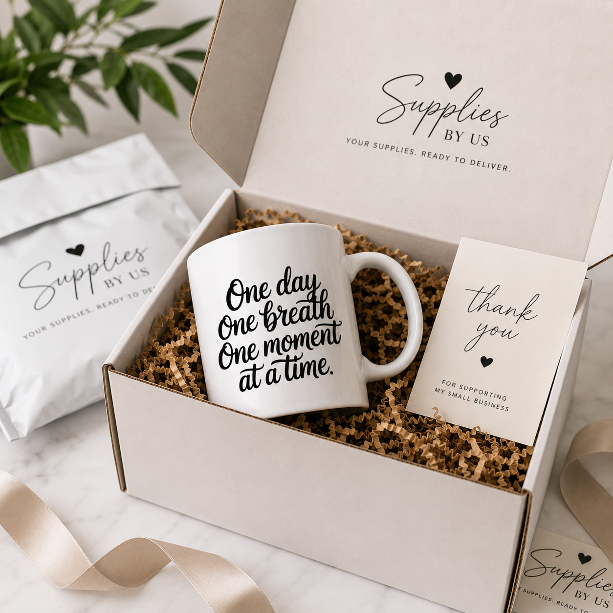 One Day One Breath One Moment Mug – Encouraging Quote Coffee Mug, Motivational Gift, Self Care Reminder, Inspirational Ceramic Mug, 11oz
